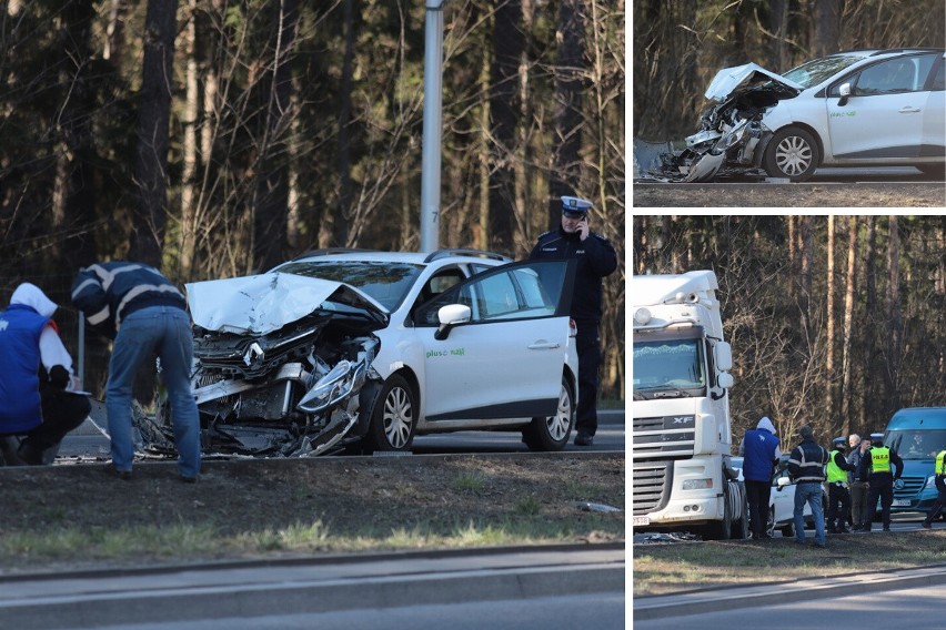 Białystok: Wypadek na wlocie od Augustowa. Zderzenie samochodu z ciężarówką [zdjęcia]