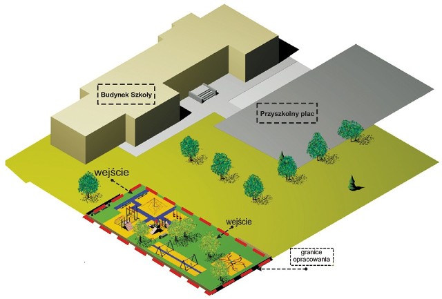 Tak ma być zagospodarowany teren wokół Szkoły Podstawowej nr 3 przy ul. Gdańskiej. Placówka również otrzymała pieniądze z programu Radosna Szkoła.