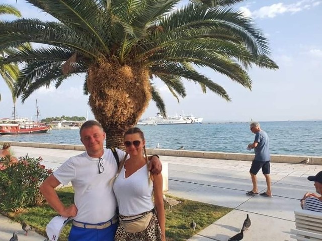 Dariusz Myśliwiec z żoną Martą podczas wakacji w jednej z miejscowości w Chorwacji.