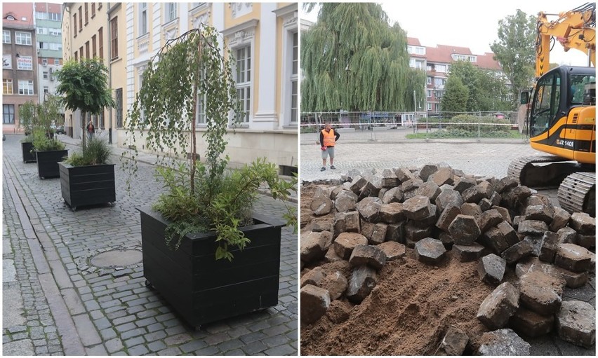 Koparka już na pl. Orła Białego i donice na Łaziebnej. Wczorajszy happening oburzył radnego