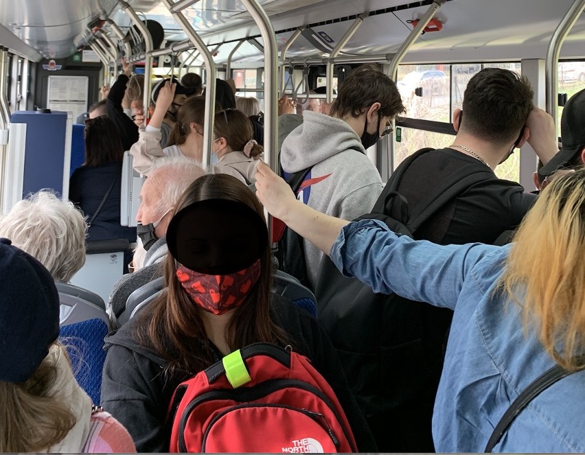 Tłok w autobusie kursującym do ZOO w Krakowie