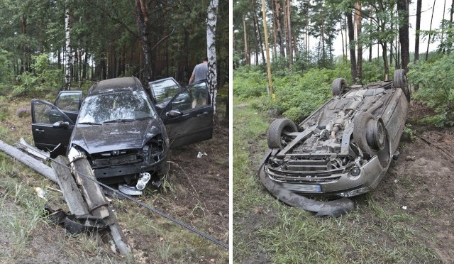 Piotr JędzuraDo obydwu zdarzeń doszło w niedzielę, 21 sierpnia, na „trasie śmierci” z Zielonej Góry od Nowogrodu Bobrzańskiego.W pierwszym przypadku ford mondeo na krośnieńskich tablicach rejestracyjnych jechał w kierunku Nowogrodu Bobrzańskiego. Na łuku drogi samochód wypadł z trasy i dachował. – Obróciło mnie jak na lodzie, na poboczu zerwało oponę i już było o wszystkim – mówił kierujący autem. Na miejsce przyjechała karetka pogotowia ratunkowego. Na szczęście nikomu nie stało się nic poważnego.Do drugiego zdarzenia doszło około 50 m od miejsca dachowania forda mondeo. Kierowca forda focusa również jechał w kierunku Nowogrodu Bobrzańskiego. Na łuku drogi samochód wypadł z trasy i bokiem uderzył w słup na poboczu, przy okazji ścinając go. Jednemu z mężczyzn jadących fordem ekipa pogotowia założyła kołnierz usztywniający szyję.Zobacz też:  Pościg za piratem drogowym. Policjant postrzelił 16-latka