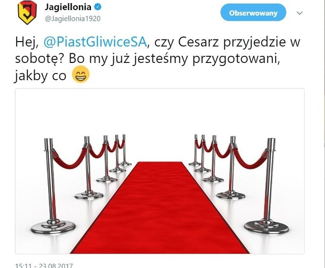 Konto Jagiellonii na tweeterze jest bardzo aktywne. Takie obrazki to nic niezwykłego