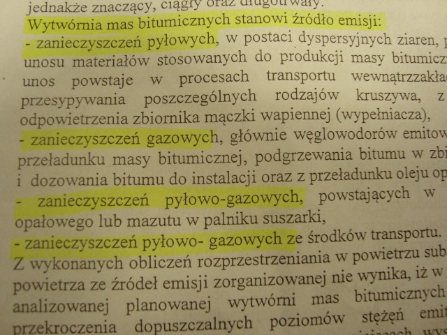 Fragment pisma, w którym gmina nakazuje inwestorowi przygotować raport oddziaływania inwestycji na środowisko.