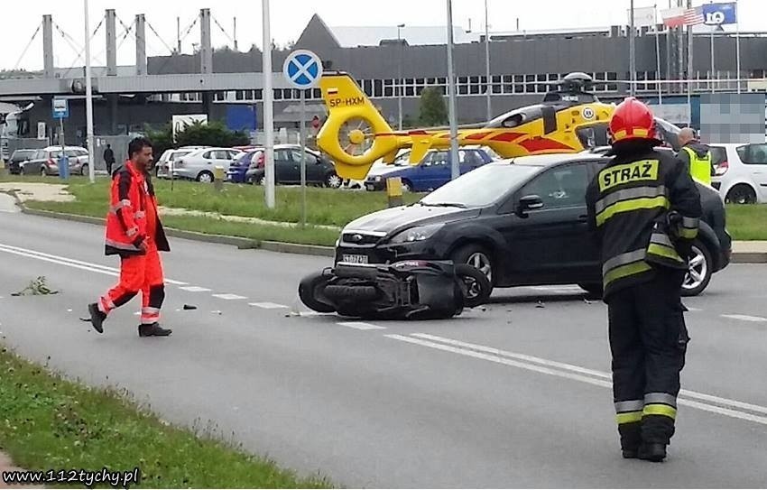 Wypadek motorowerzysty w Tychach.