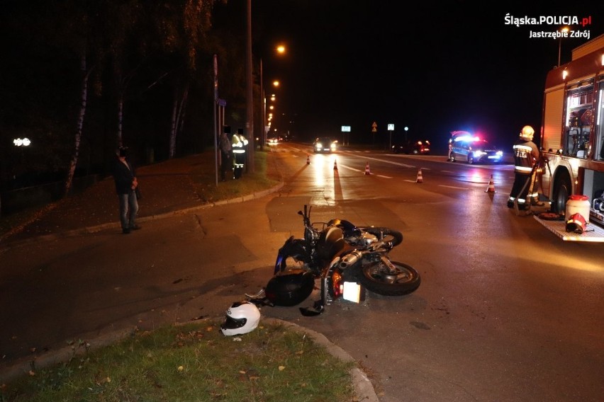 Poszkodowany kierowca motocykla trafił do jastrzębskiego...