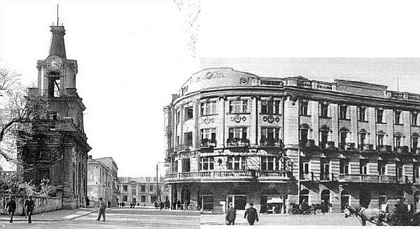 W tym miejscu do 1944 roku stał Ritz. Niemcy hotel podpalili a komuniści po wojnie wysadzili fundamenty.