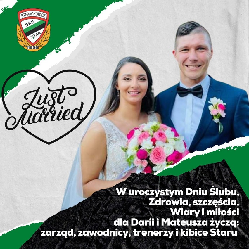 Piękny ślub. Piłkarz Staru Starachowice Mateusz Jagiełło powiedział "tak" wybrance swojego serca Darii [ZDJĘCIA] 