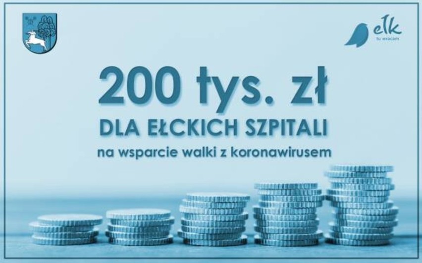 Ełk: Władze miasta udzieliły pomocy szpitalom w walce z koronawirusem. Otrzymają 200 tyś. zł oraz środki chroniące podczas służby