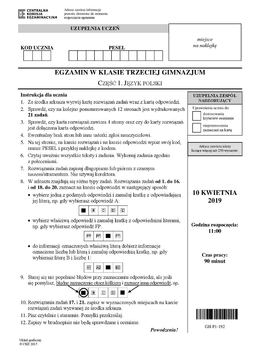 Egzamin gimnazjalny 2019: Język polski - PYTANIA ODPOWIEDZI ARKUSZE CKE  ROZWIĄZANIA, część humanistyczna 10.04.19, co było na egzaminie? | Głos  Wielkopolski