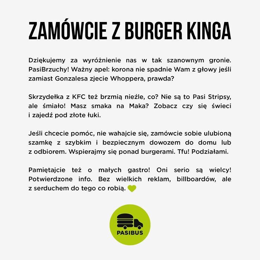 Akcja Burger King Polska: Zamawiajcie w McDonald's i u naszej innej konkurencji! Sieci gastronomiczne wspierają się w trudnych czasach 