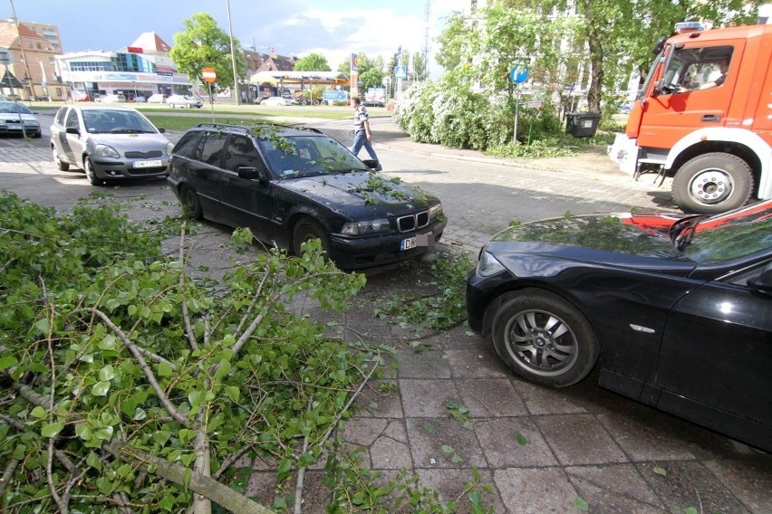 Drzewo powalone przez burzę w rejonie ul. Dmowskiego we...