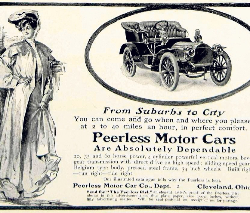 Reklamie z roku 1903 towarzyszy jedna z „Peerless Girls”....