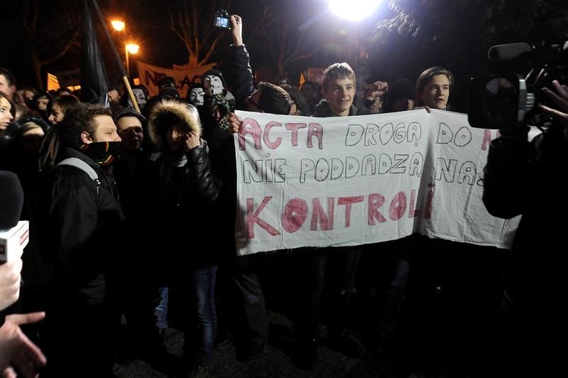 Protest przeciwko ACTA w Szczecinie