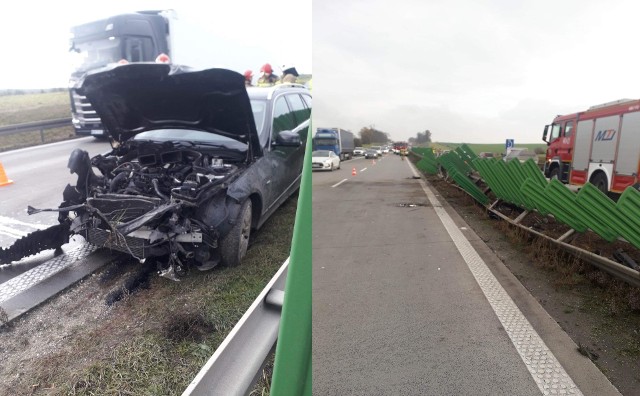 W niedzielę (27 listopada) około godz. 12.15 na autostradzie A4 doszło do wypadku. W Wądrożu Wielkim samochód osobowy uderzył w barierki dzielące pasy ruchu.
