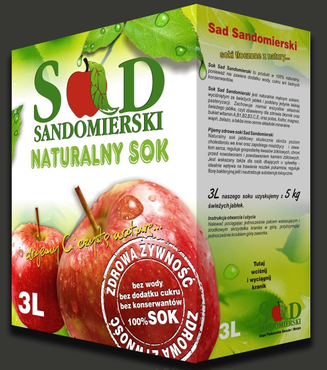 Naturalny sok Sad Sandomierski to nowość na polskim rynku. Zachowuje on świeżość przez 14 dni po otwarciu.