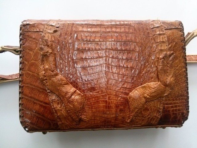 Damka torebka wykonana ze skóry krokodyla zagrożonego gatunku.