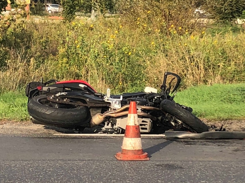 Wypadek motocyklisty i samochodu w Siechnicach [ZDJĘCIA]