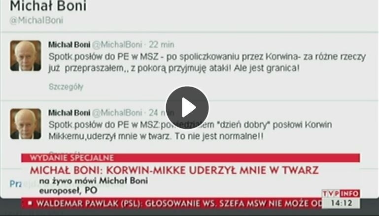 Janusz Korwin-Mikke uderzył w twarz Michała Boniego [WIDEO]