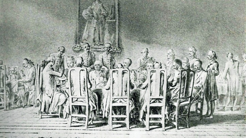 Sztych Chodowieckiego z 1773 r. „Obiad ceremonialny u...