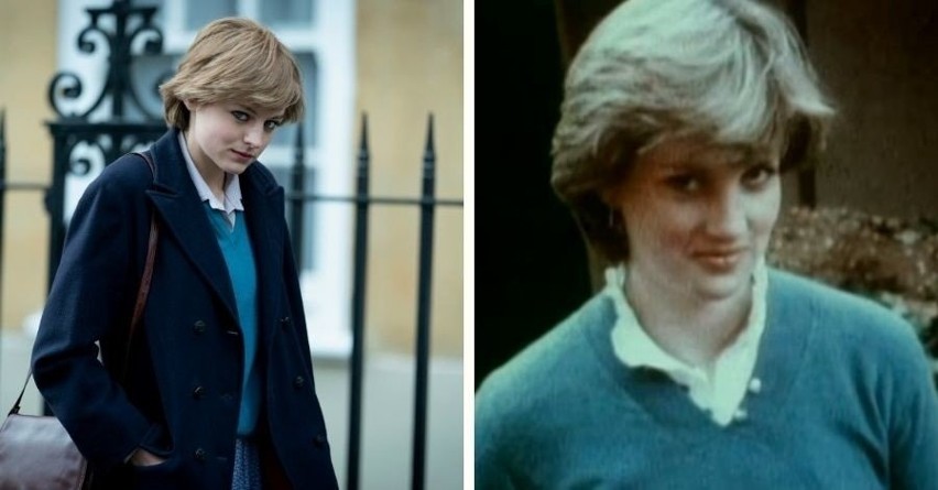 Młodziutka Lady Diana w serialu i w prawdziwym życiu...