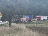Wypadek w Strękowej Górze na DK 64. Zderzenie dwóch ciężarówek. Droga Białystok - Łomża była zablokowana