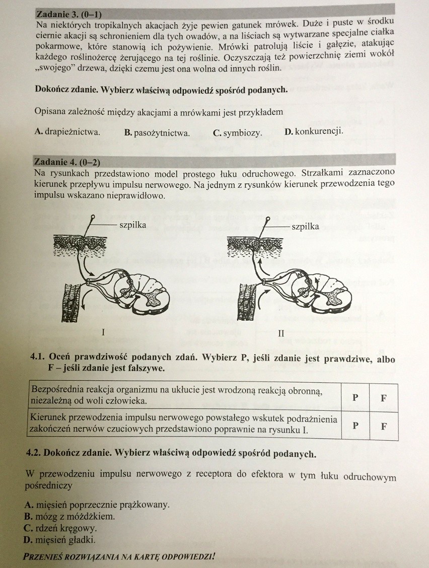 Egzamin gimnazjalny 2016 BIOLOGIA, CHEMIA, FIZYKA, GEOGRAFIA...