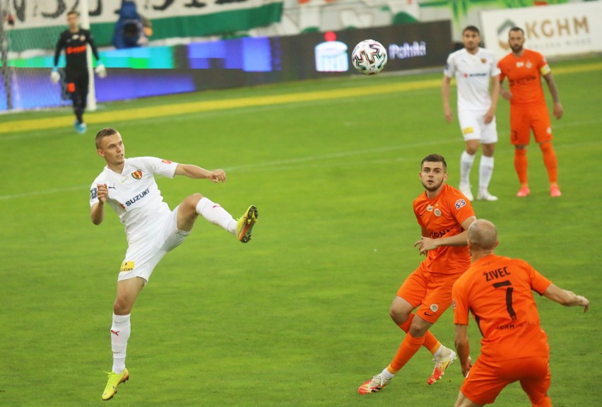 PKO Ekstraklasa. Korona Kielce przegrała na wyjeździe z Zagłębiem Lubin 1:2. Piękny gol Forsella, ostatni mecz Kovacevicia [ZDJĘCIA]