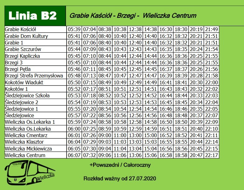 Nowy rozkład jazdy autobusu B2