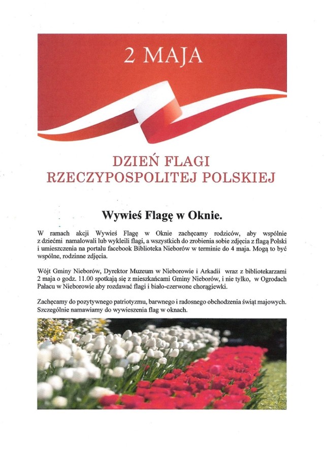 "Wywieś Flagę w Oknie" to wspólna akcja władz gminy i Muzeum w Nieborowie i Arkadii