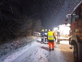 Wypadek pomiędzy miejscowościami Braniów i Kwaszenina w gminie Ustrzyki Dolne. Bus z osobami niepełnosprawnymi wypadł z drogi! [ZDJĘCIA]