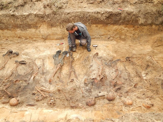 Archeolodzy z poznańskiej Pracowni Badań Historycznych i Archeologicznych Pomost odkryli w Błotnie zbiorowe mogiły Niemców rozstrzelanych przez Armię Czerwoną.