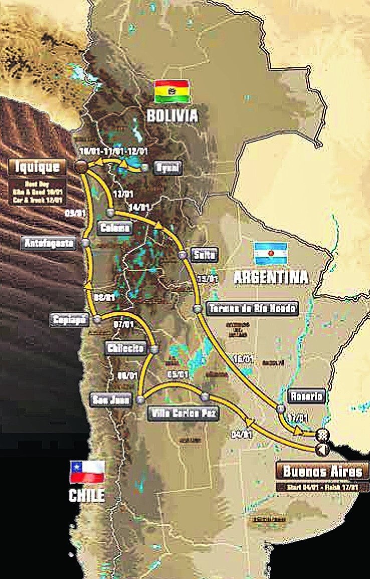 37.Rajd Dakar ruszy ze stolicy Argentyny  by po  pokonaniu...