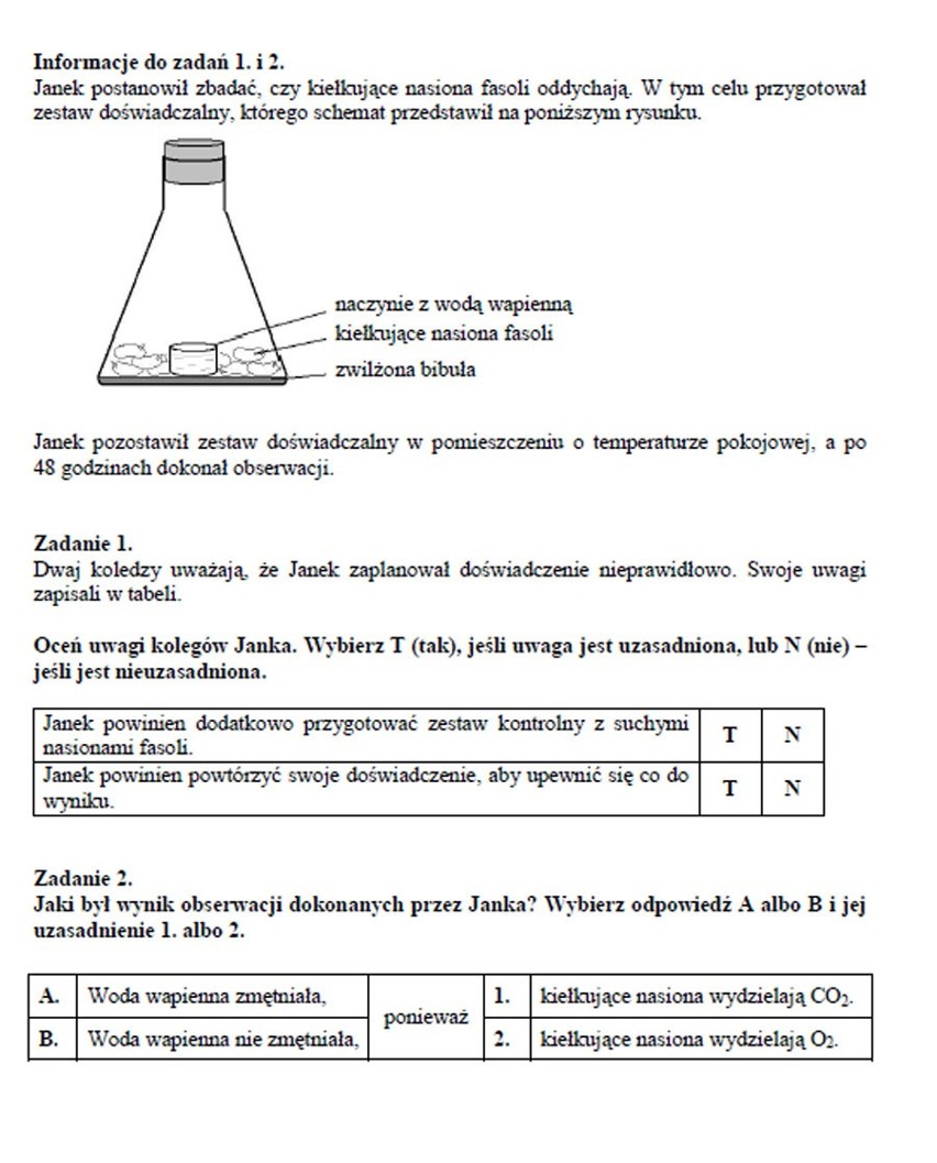 Próbny egzamin gimnazjalny 2012. Test przyrodniczy [chemia,...
