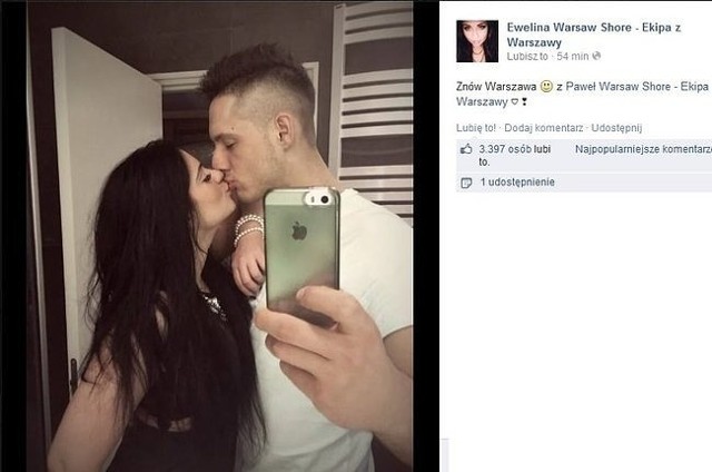 Ewelina i Paweł z "Warsaw Shore" (fot. screen z Facebook.com)