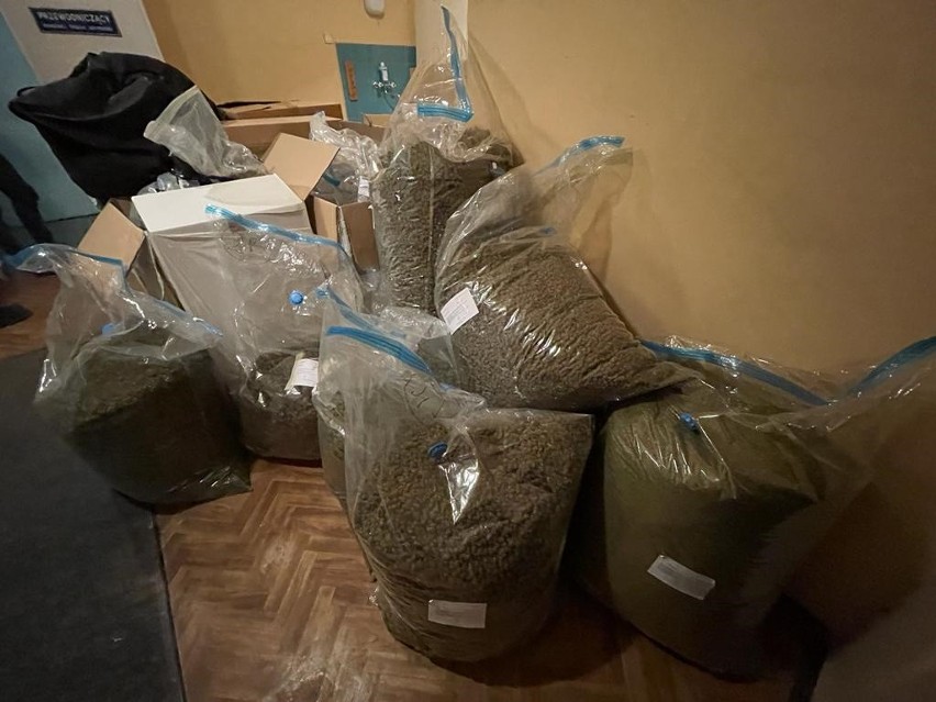 Kraków. 42-latek w internecie sprzedawał olejek CBD. W domu kryminalni znaleźli ponad 200 kg marihuany o wartości ponad 4 milionów zł