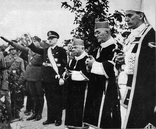 Arcybiskup Zagrzebia Alojzije Stepinac (pierwszy od prawej)...