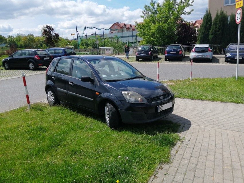 Ul. Nowosądecka. Kierowca forda kulturalnie blokuje chodnik...