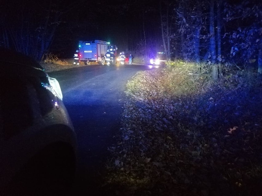 Wypadek w Będkowicach na drodze w kierunku Kobylan