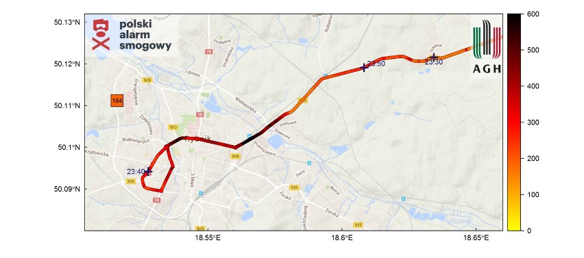 Kolor pomarańczowy oznacza dostateczną jakość powietrza (120...