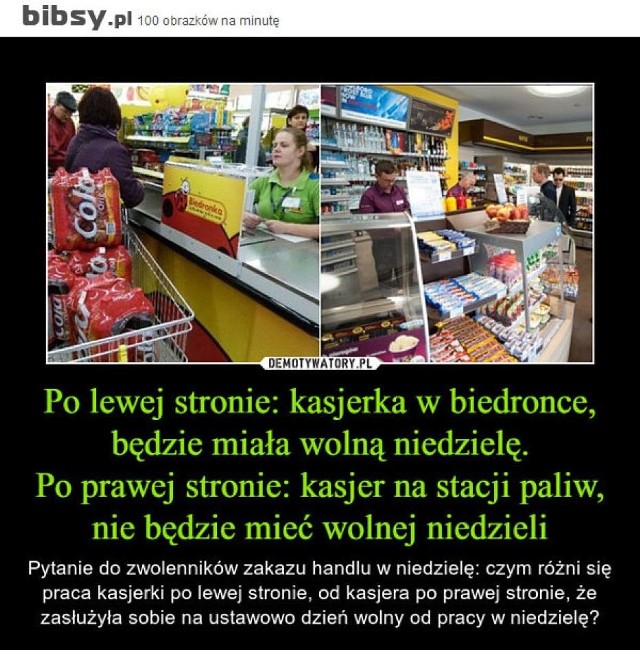 Od 1 marca obowiązuje ustawa zakazująca handlu w niedziele. Na razie są to wybrane niedziele, ale docelowo sklepy mają być pozamykane we wszystkie niedziele w roku. Zobaczcie, jak na zakaz handlu zareagowali internauci.Zobacz także: Koszalin: Manifa w Koszalinie