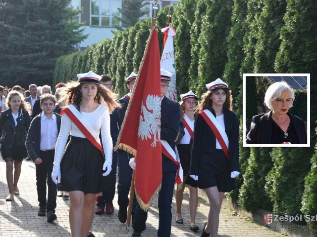 Zespół Szkół imienia Jana Pawła II w Osieku szczególną rangą otacza uroczystości i wydarzenia patriotyczne. Na małym zdjęciu dyrektor Małgorzata Kunowska.