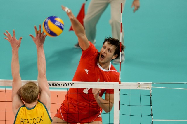 Michał Winiarski w meczu Polska - Australia na igrzyskach olimpijskich w Londynie w 2012 roku