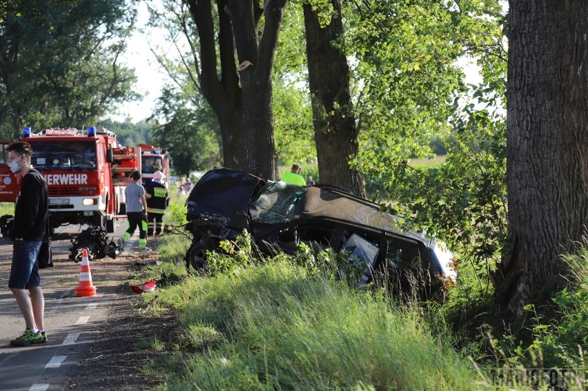 Wypadek w Wawelnie pod Opolem. Samochód wjechał do rowu