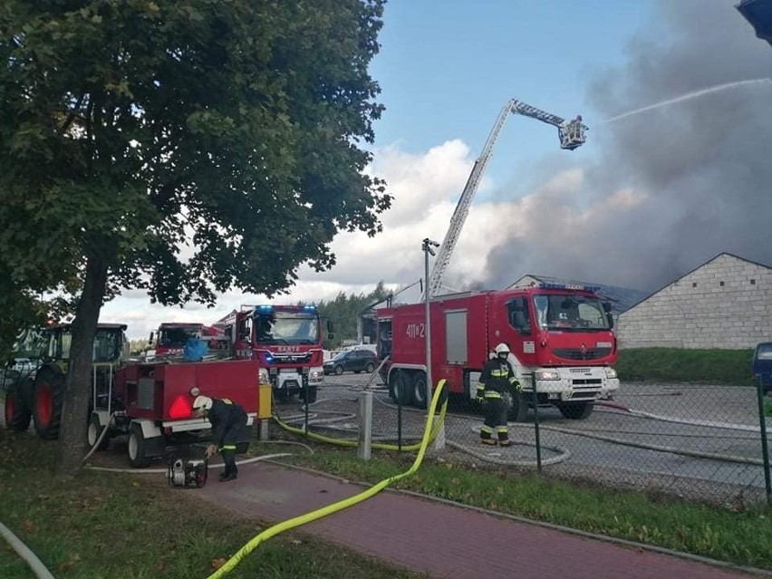 Pożar zakładu produkującego łodzie w miejscowości Krojanty w powiecie chojnickim 30.09.2021 r. W akcji 31 zastępów strażaków!