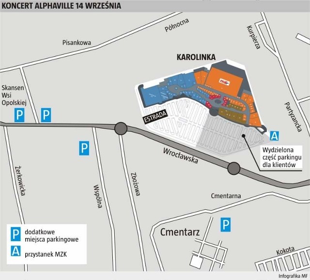 Kierowcy będą mogli zostawić samochody  w sumie na pięciu parkingach oznaczonych literkami P.