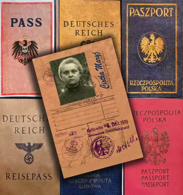 Wygląd sześciu paszportów, do jakie miała prawo moja ciotka Maryj, żyjąca na Śląsku w latach 1904-1995.
