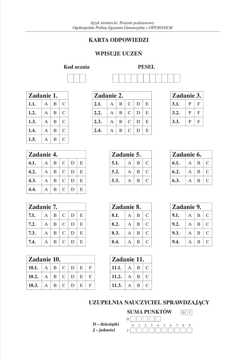 Próbny egzamin gimnazjalny 2018 OPERON: NIEMIECKI...