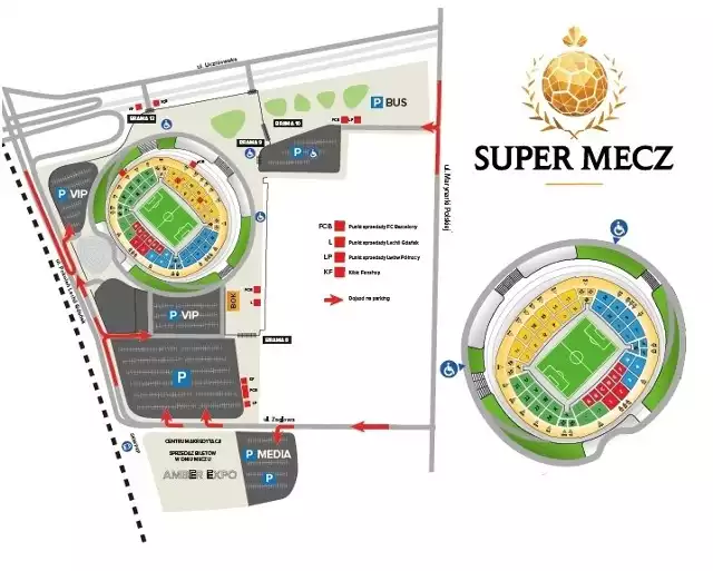 Lechia Gdańsk - FC Barcelona. MAPA STADIONU PGE ARENA