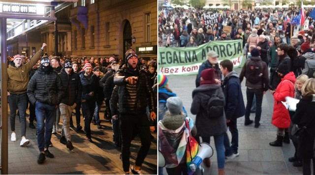 W niedzielę (7 listopada) na Rynku Głównym zgromadzili się manifestujący w sprawie praw aborcyjnych i kibice Cracovii idący na derby z Wisłą. Krakowska policja była w stanie gotowości.